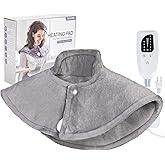 Heating Pad for Neck, [2025 Upgrade] Neck and Shoulders Heating Pads with Deeper Pain Relief, Electric Heating Pad for Back, Christmas Birthday Gifts for Women Men Mom, 22 x 25, Grey