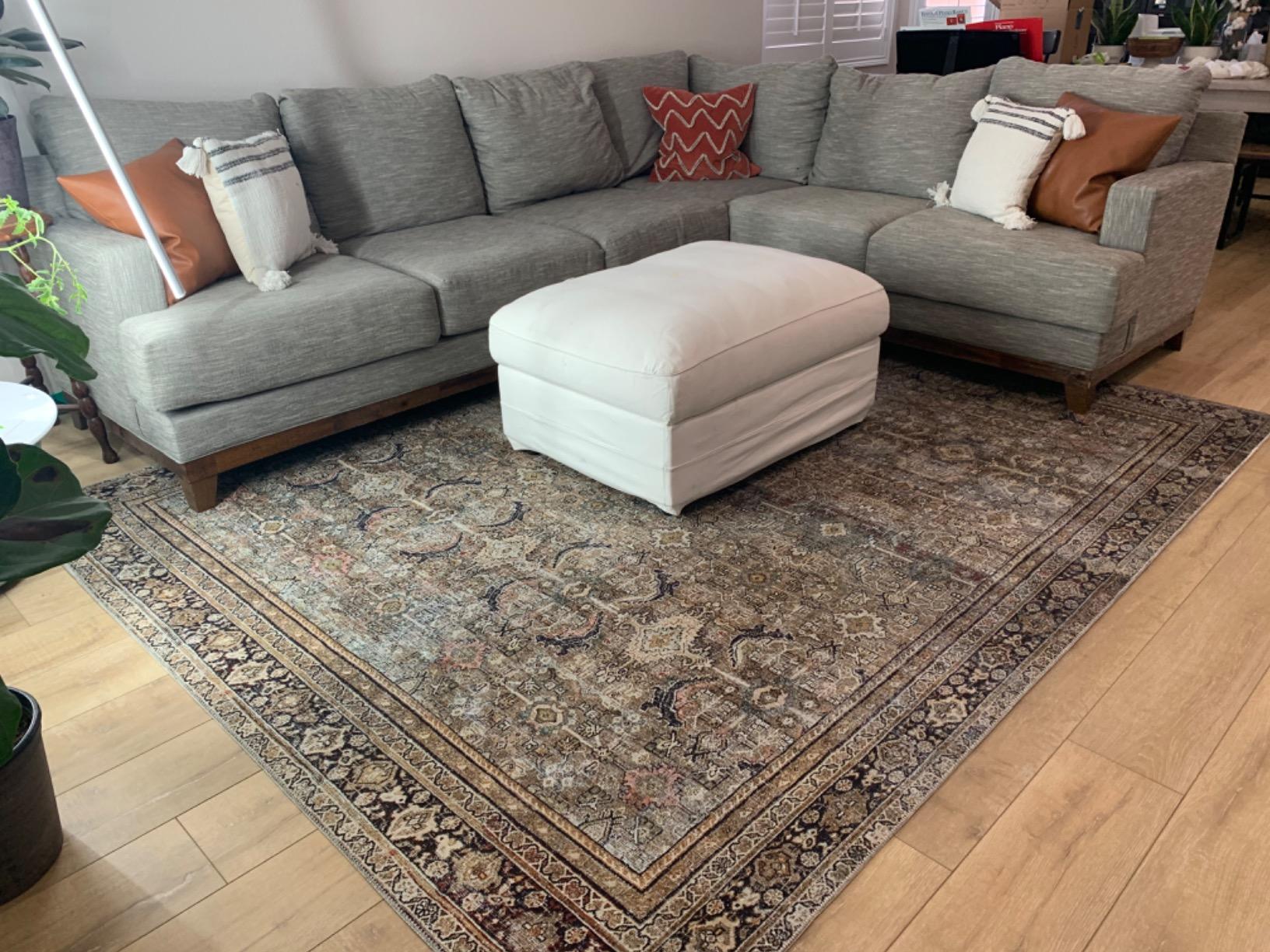 11/mo Finance Loloi II Layla Collection LAY13 Antique / Moss, Traditional 3'6" x 5'6