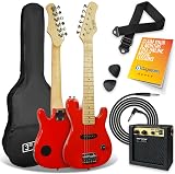 3rd Avenue 1/4 Size Kids Electric Guitar Pack - Red, 6 Months Lessons