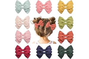 Meegoo 20 PCS Hair Bows for Girls, 3.5" Butterfly Hair Barrettes for Baby Girls Kids, 10 Colors Cute Hair Clips in Pairs