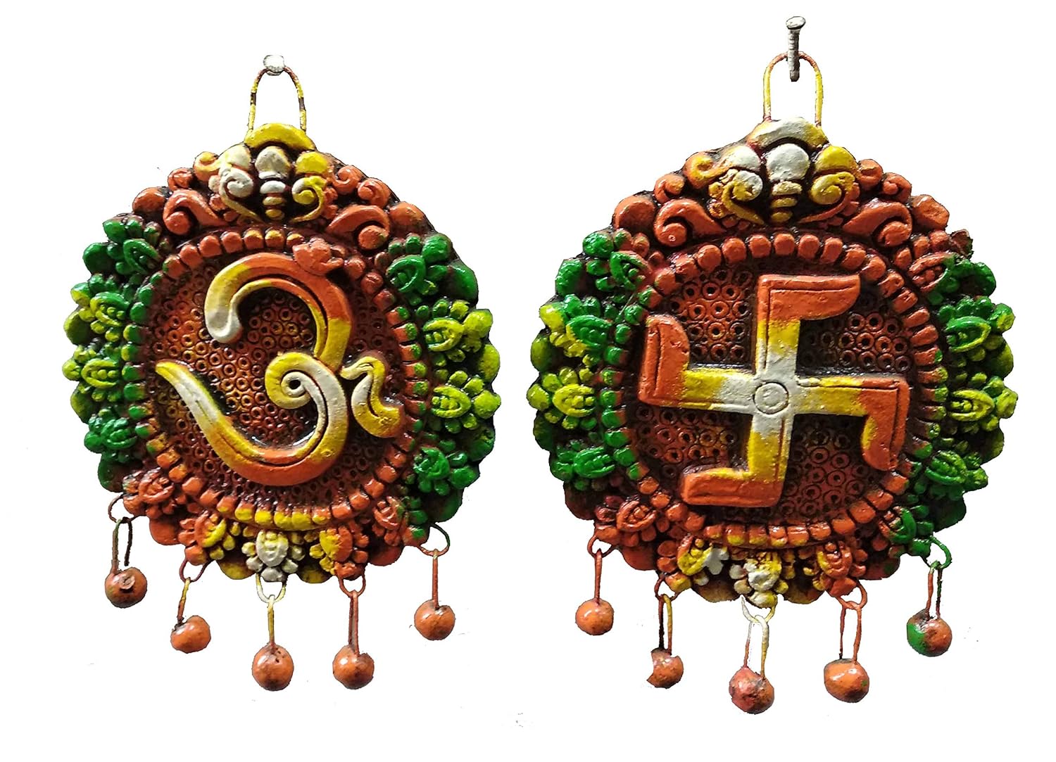 Buy Ethnic Om And Swastik Terracotta Handmade Door Wall Hanging Toran 11 11 Cm Handicraft Item For Diwali Decoration Gift Home Shop Office Online At Low Prices In India Amazon In