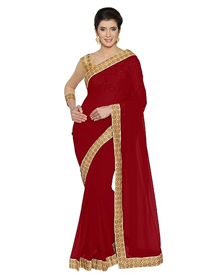 Womens Georgette Saree With Blouse Piece
