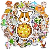 PVEGOS 300PCs Cute Animals Water Bottles Stickers, Waterproof Vinyl Sticker Packs·Laptop Decals, Unicorn Dog Cat Dinosaur Fun