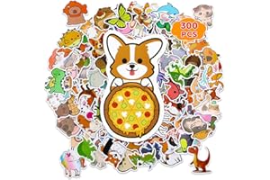 PVEGOS 300PCs Water Bottles Cute Animals Stickers, Waterproof Vinyl Sticker Packs·Laptop Decals, Unicorn Dog Cat Dinosaur Fun