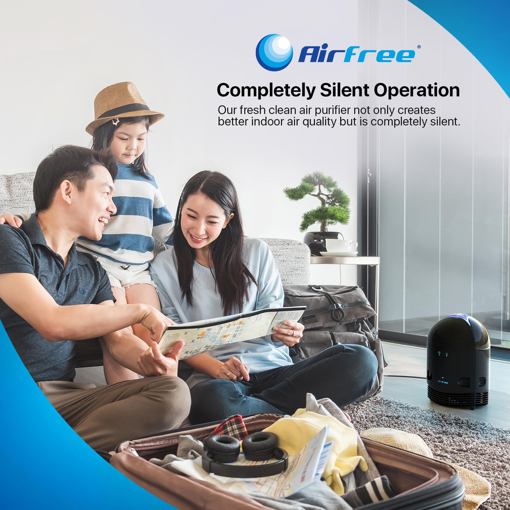 Airfree P3000 New 2025 Design, Silent, Maintenance-free, filterless, efficiently destroys mold, allergens, bacteria, viruses. Air Sterilization core lasts up to 20 years, Extra boost when needed