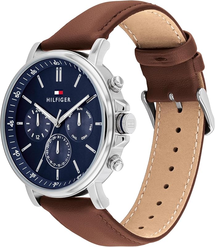 Montre Analogique Multifunction à Quartz pour Homme avec Bracelet en Cuir Marron - 1710585 — photo 2 sur 8