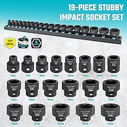 DURATECH 3/8" Drive Stubby Impact Socket Set, Low