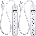 2-Pack GE 120 Volts 6 Outlet 2ft Cord Switched Power Strip