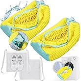 Shoe Washing Machine Bag, Shoe Laundry Bag for Washer and Dryer, Include Dry Net Bag, Reusable and Durable Zipper with Hook Design, Shoe Washing Bag for Sneaker (Yellow, 2 Pack)