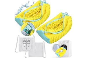 GRIPOOAVEN Shoe Washing Machine bag, Shoe Laundry Bag for Washer and Dryer, Include Dry Net Bag, Reusable and Durable Zipper with Hook Design, Shoe Washing Bag for Sneaker (Yellow, 2 Pack)