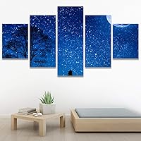 SIGNWIN 5 Panel Canvas Wall Art Astronomy & Space Cosmic Decorative Elements Dramatic Multicolor Photography for Home Decorations Ready to Hang - 60