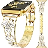 Diamond Metal Strap Compatible with Apple Watch Band for Women 38mm 40mm 41mm 42mm 44mm 45mm 46mm 49mm, Simple Fashion Lucky Clover Bracelet for iWatch Series 10/9/8/7/6/5/4/3/2/1 SE Ultra