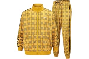 YuDanae Mens Tracksuit 2 Piece Plaid Sweatsuits Full Zip Set Men Jogger Sweat Suits Jacket Pants Jogging Outfits