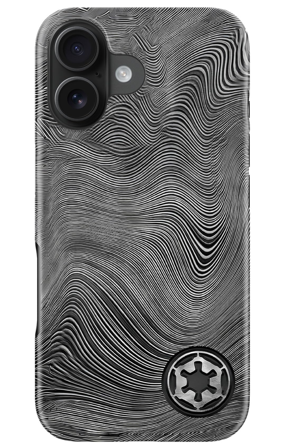 DorisMax for iPhone 16 Case - Wireless Charging Compatible - Dual-Layer Hard Shell + Silicone Cover - Shockproof Protective Phone Case with Stylish Designs for Women - Abstract Black Waves