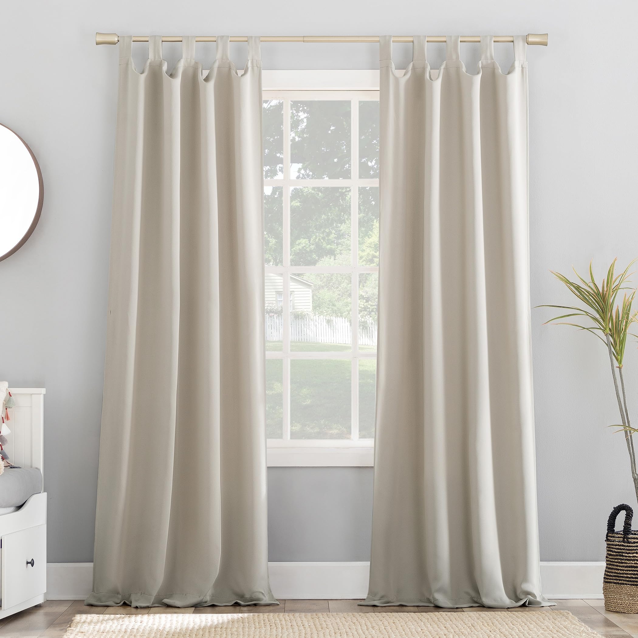 Photo 1 of Sun Zero Easton Energy Saving Blackout Tab Top Curtain Panel, 40" x 95", Pearl