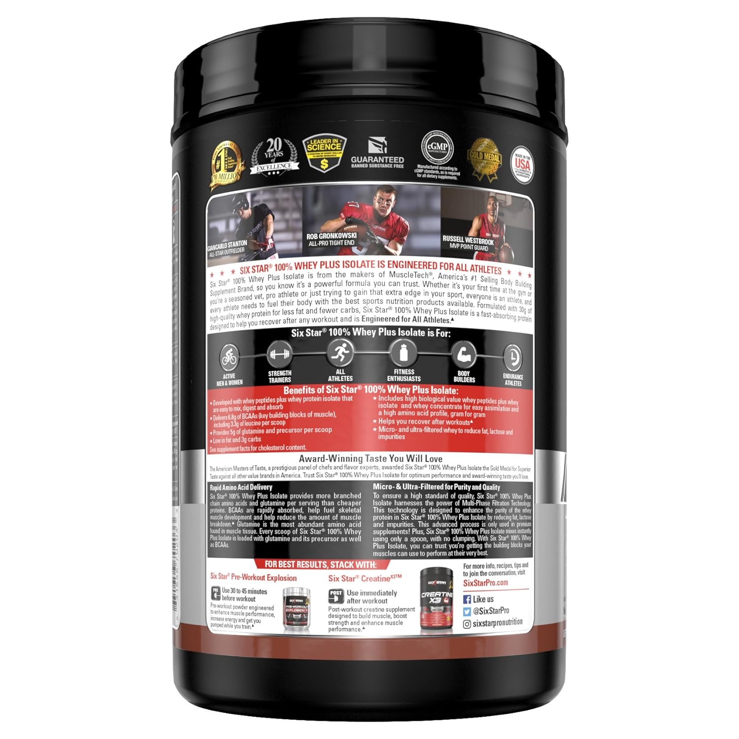 Six Star Whey Isolate Plus Protein Powder, 100 Whey Protein Isolate