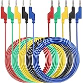 Sumnacon 5Pcs Banana to Banana Plug Test Lead, 4mm Stackable Banana Plug Wire Test Cable Lead for Multimeter, Electrical Test Wire 1000V/15A 6.6Ft/2M