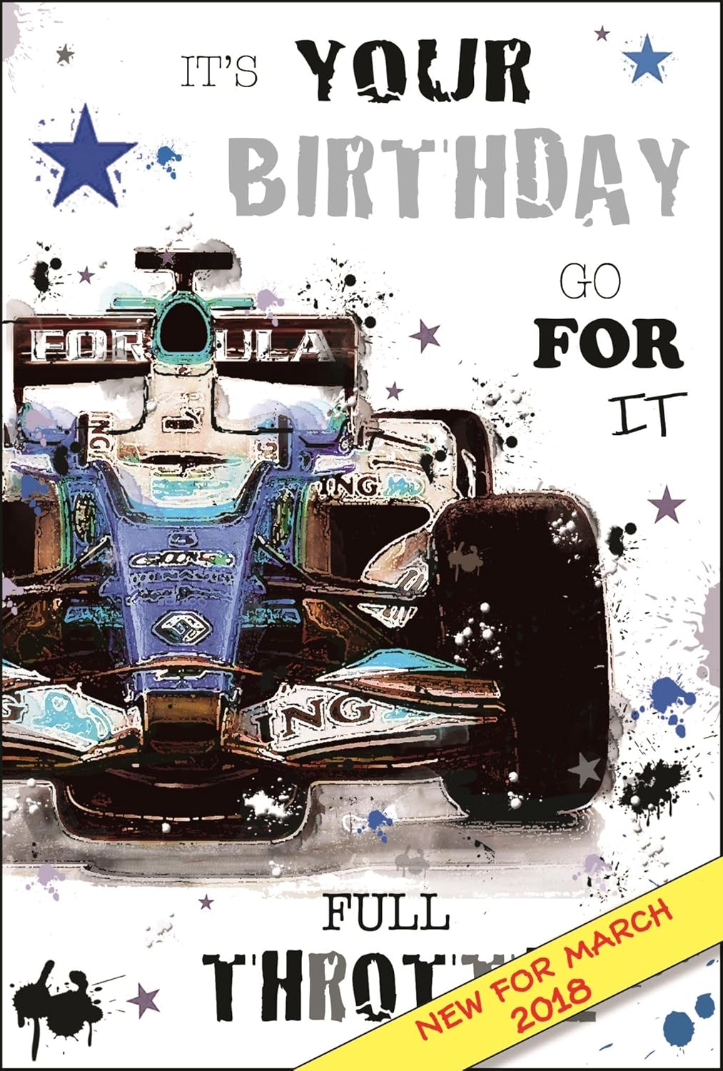 Male Birthday Card - (JJ-GR210) - F1 Car - From The Graffix Range - Embossed & Foil Finish, Black, 145mm x 194mm