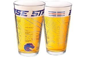 Greenline Goods Boise State University Pint Beer Glasses Set of 2 - Full Color Broncos Logo & Campus Map – Boise State Broncos Gift Idea for College Grads & Alumni - College Glassware