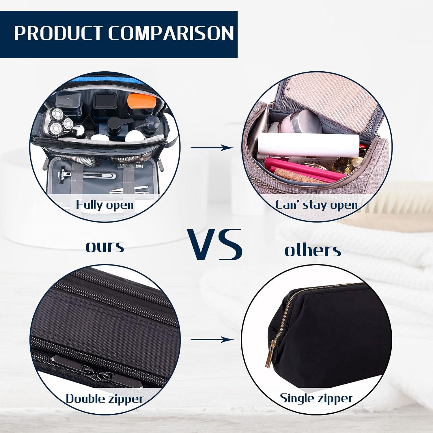 Toiletry Bag for Men, IKINHO Mens Toiletry Bag,Travel Toiletry Organizer Dopp Kit Water-Resistant Shaving Bag, Hanging Travel Bags for Toiletries, Perfect Travel Accessories Toiletry Bag (Black)