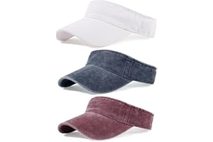 QLAUCA 3 Pack Sun Visors for Women Men Cooling Lightweight Sports Sun Hats Adjustable Twill Cotton Run Visor