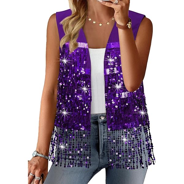 Chaleco Hippie Con Flecos Y Lentejuelas - Sin Mangas, Estilo Western, Para Festivales Y Fiestas