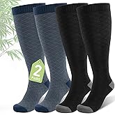 SONORAN Wide Calf Compression Socks Women Men Plus Size (2/3 Pair) 15-20mmhg Graduated Bamboo Viscose Sock for Pregnancy