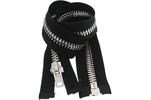 Leekayer 8# 30 Inch Black Silver Separating Zipper 76 cm Heavy Duty Metal Zipper for Sewing Jacket Coat Crafts Bag (30" Silve