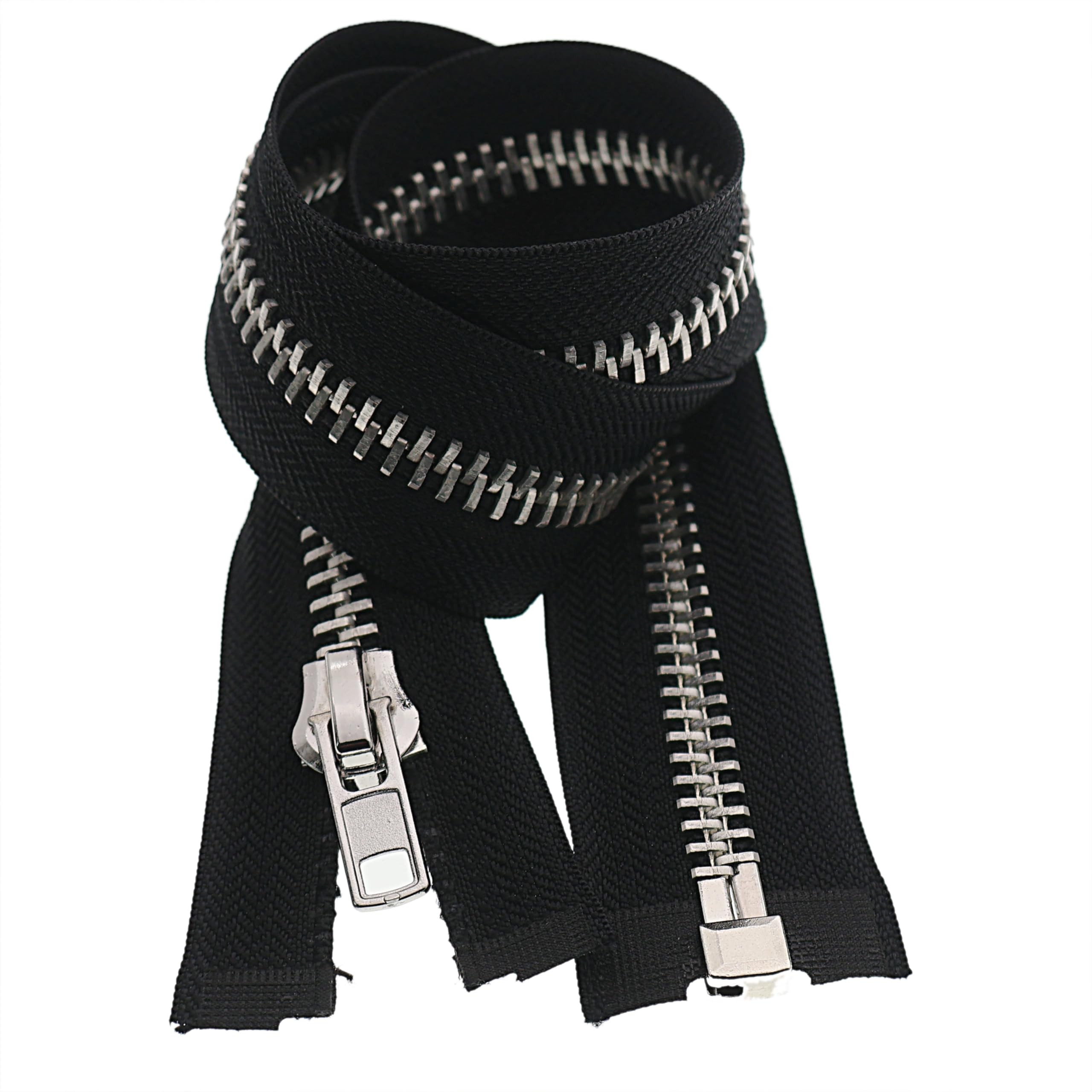 Leekayer #8 30 Inch Zippers for Jackets Sewing Coats Crafts Silver Separating Jacket Zipper 76cm Metal Zipper Heavy Duty (30" Silver) — image 1