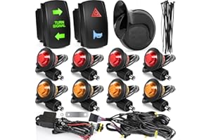 Drieaco SXS ATV UTV Turn Signal Assembly Kit with Horn & Rocker Switch Wiring Harness Kit, Pre-Wired, Plug and Play, Universal Blinker Street Legal Kit Fit for Polaris Can-Am Kawasaki Golf Cart CFMOTO