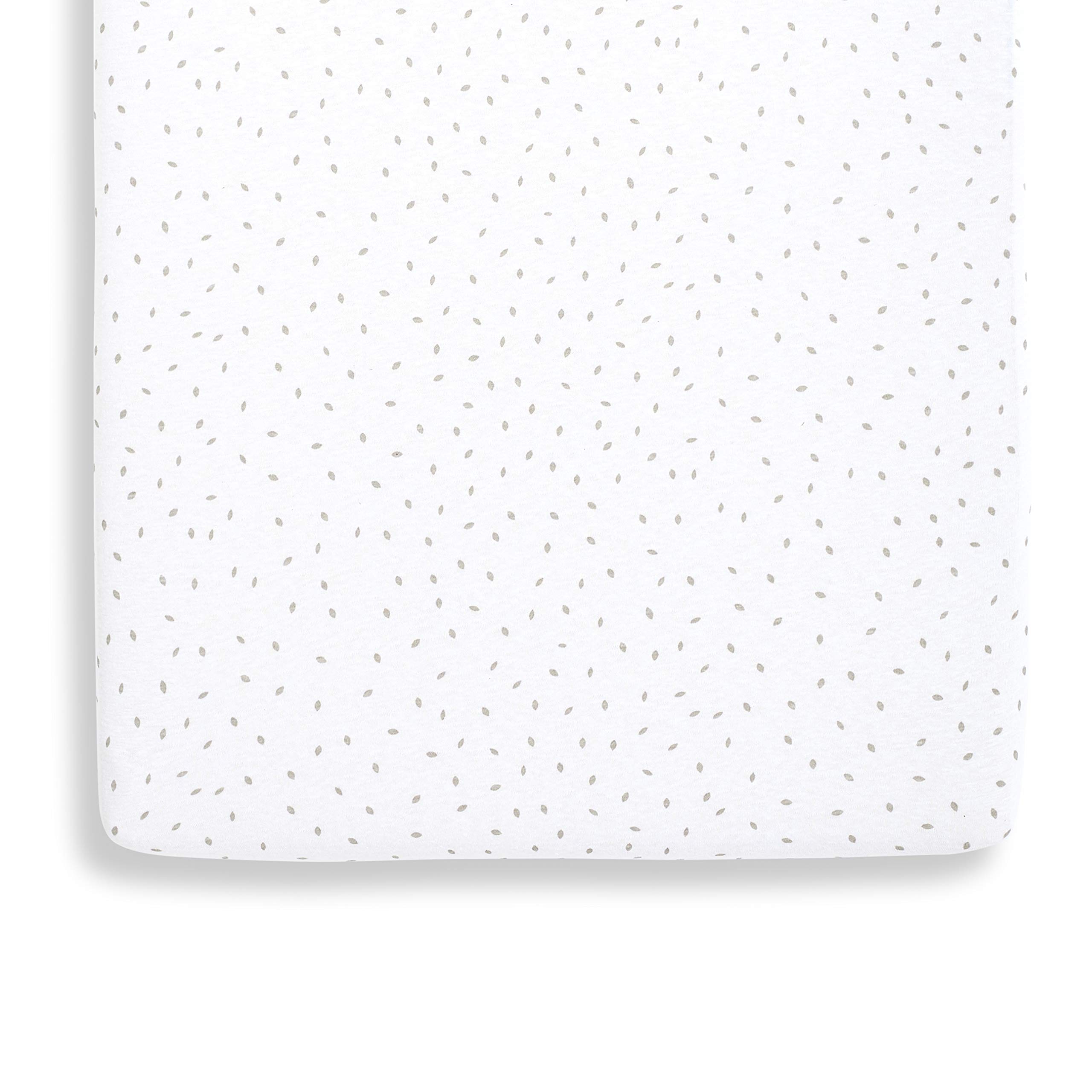The Little Green Sheep Organic Printed Linen Fitted Crib Sheets, Lightweight & Breathable, White Rice