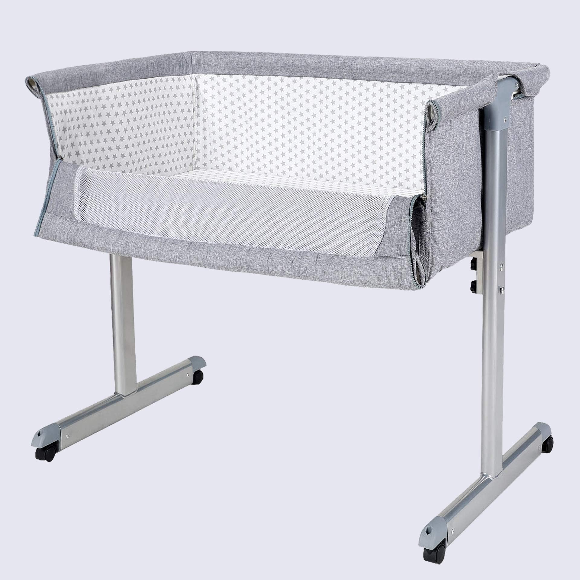 Baby Crib Side Sleeper Bedside Folding Portable Bassinet (Grey) (Grey, 37624)