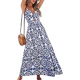 CUPSHE Women's Maxi Dress Floral Print Twisted V Neck Sleeveless Long Dress Summer Casual Dress