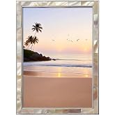 MOPTORLS 5x7 Mother of Pearl Shell Metal Picture Frame White 1Pc | Ideal Home Decor Gift Wedding Photo Frame, Can be placed horizontally or vertically