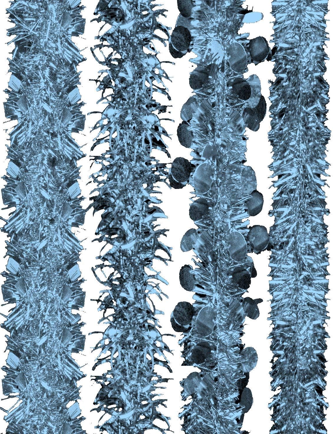 Toyland® 2m Ice Blue/Baby Blue Tinsel - Decorated Christmas Tinsel - 4 Designs - 1 Chosen At Random