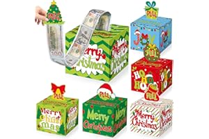 YIAOYINNZ 6 Pcs Christmas Money Box Party Supplies Xmas Green and Red Money Gift Box for Cash Pull Merry Christmas Xmas Tree Surprise Gift Holders Party Decors for Kids Girls Boys Holiday Green Cash Dispenser