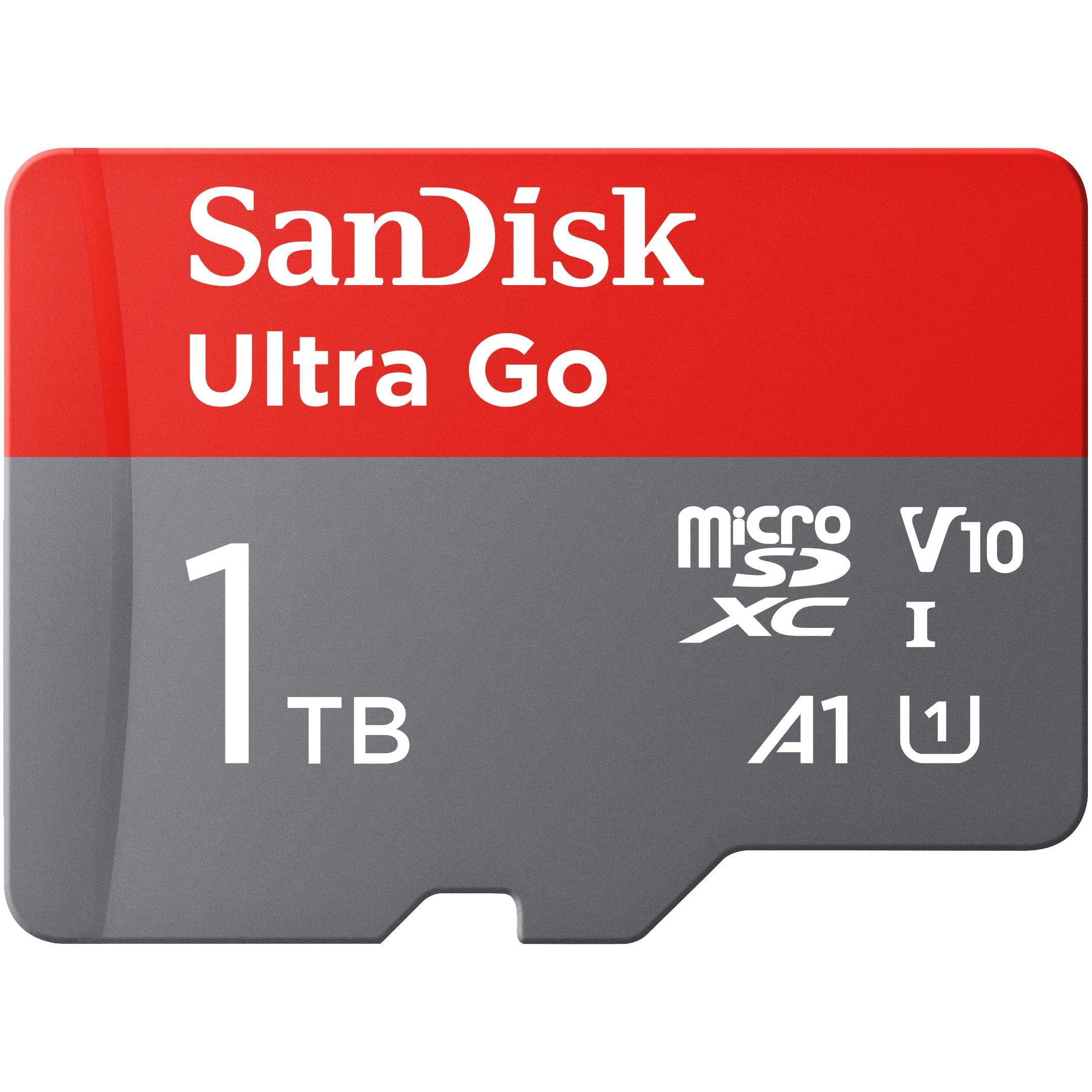 SANDISK Ultra Go Micro SDXC Speicherkarte 1 TB + SD Adapter (Für Android Smartphones und Tablets, bis zu 150 MB/s Lesegeschwindigkeit) A1, Full HD Video, UHS-I, Class 10, U1, Für Amazon