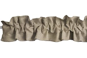 Zen Creative Designs Faux Burlap Sleeve Topper Window Valance Top Bottom Ruffle Home Décor Bedroom Nursery Kitchen Window (144" Wide x 9" Tall, Wheat)