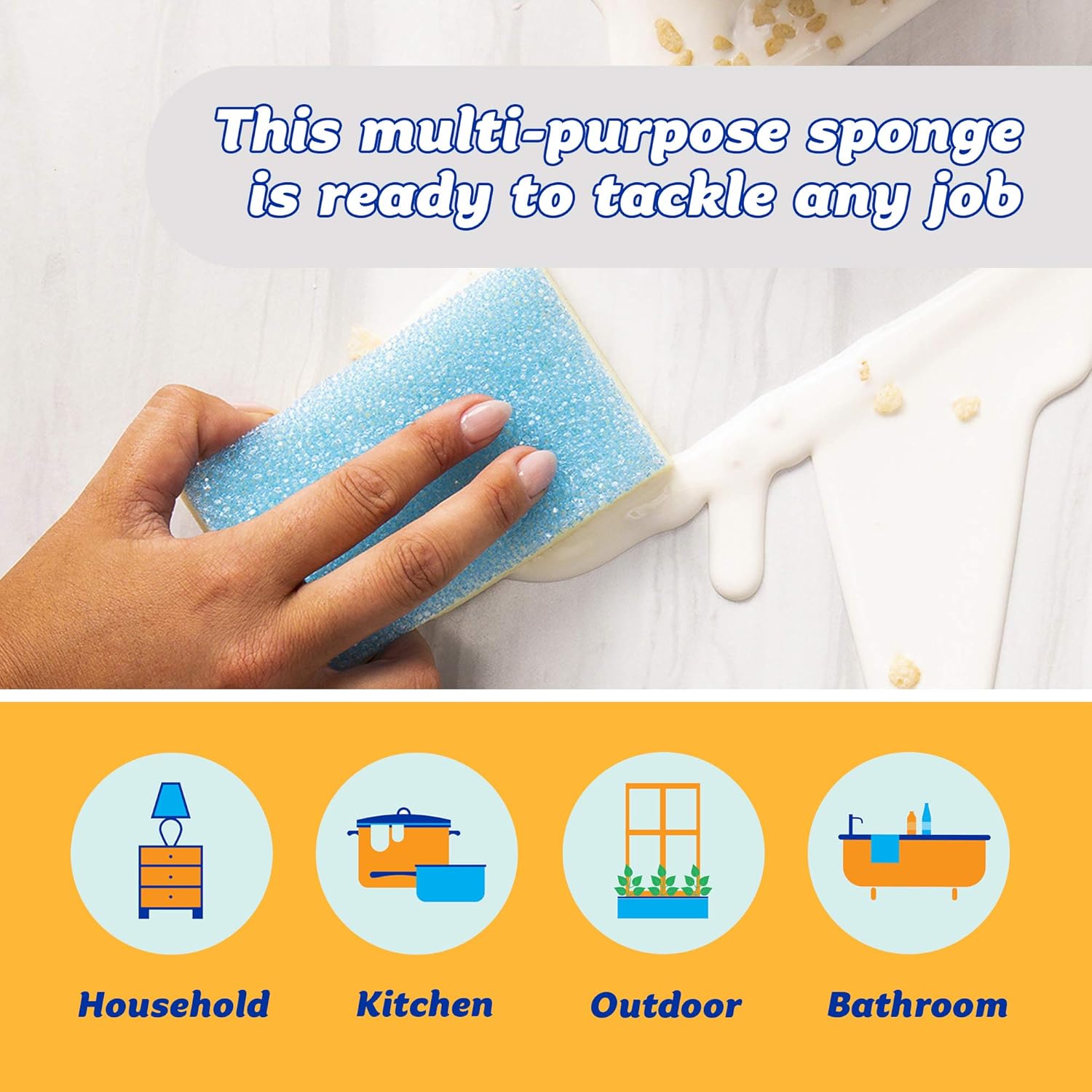 Scrub Daddy Sponge Daddy - Dual Sided Sponge & Scrubber, FlexTexture, Soft in Warm Water, Firm in Cold, Deep Cleaning, Dishwasher Safe, Multiuse, Scratch Free, Odor Resistant, 4ct (Pack of 3): Home & Kitchen