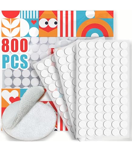 1200pcs Self-Adhesive Hook & Loop Dots - 0.59 Inch Diameter, Strong Sticky Back For Organizing & Crafts