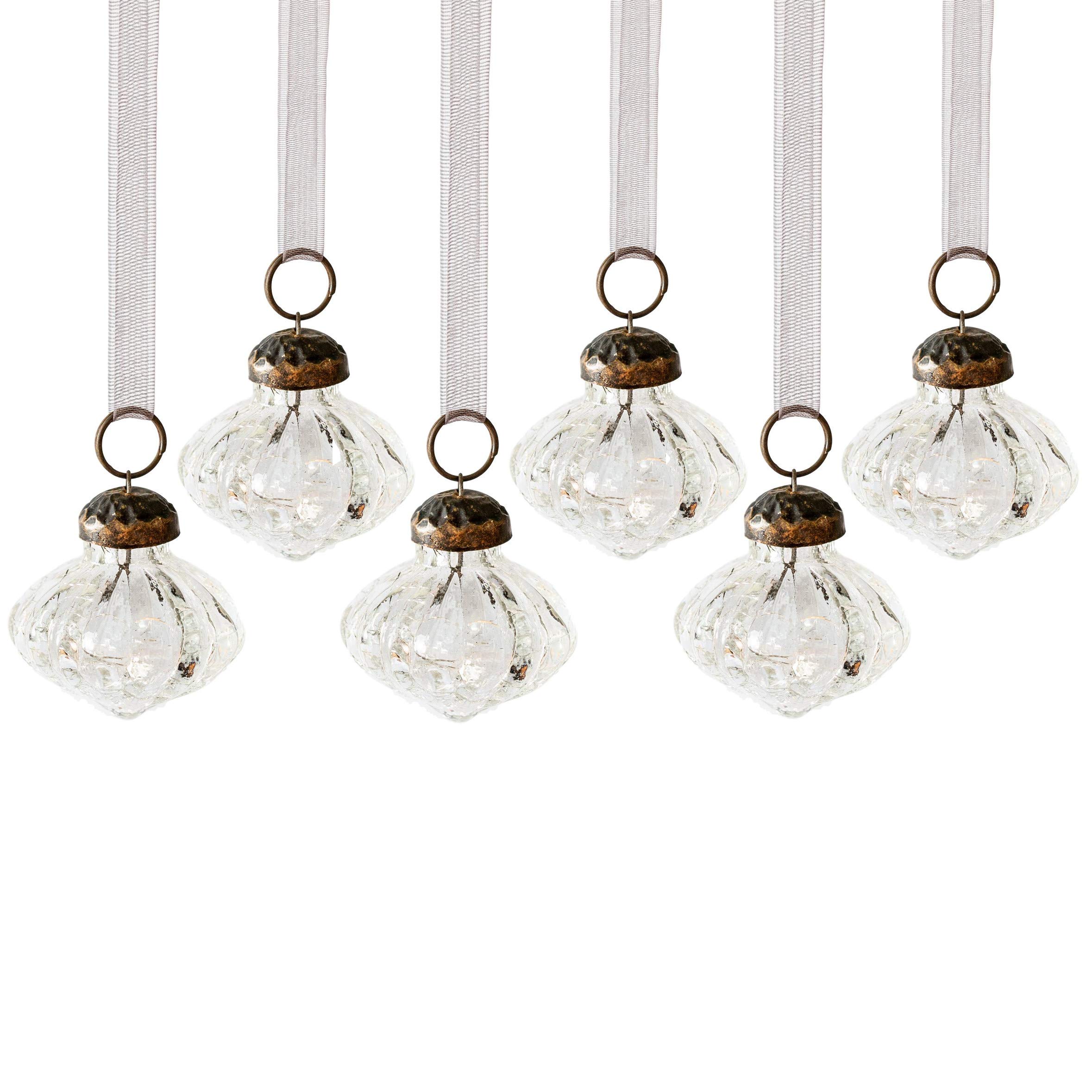 Aurora Christmas Set of 6 Glass Lantern Christmas Baubles, 1"