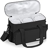 FREEAMG Reusable 3 Cups Drink Carrier with Dividers Shoulder Strap Beverages Carrier Tote with Handle, Holder Insulated Bag for Take Out, Outdoors, Delivery