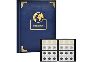APTBYTE 120 Pockets Coin Flip Holder Albums, 2x2 inches Coin Storage Books for Coin Cardboard Collection Holders, Collection Book Sleeves Supplies for Collectors- Blue Earth(Coin Flips not Included)