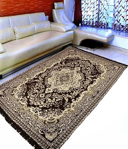 P Home Decor Velvet Touch Chenille Brown Big Size Carpet for Living Room Hall Bedroom Drawing Room Study Room, 6 feet (width) x 9 Feet (Length)