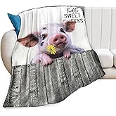 Funny Farm Pig Blanket - Soft Warm Cozy Fleece Throw for Girls, Women, Men, Boys - Animal Gifts and Decor for Couch, Sofa, Bed - 50"x40"