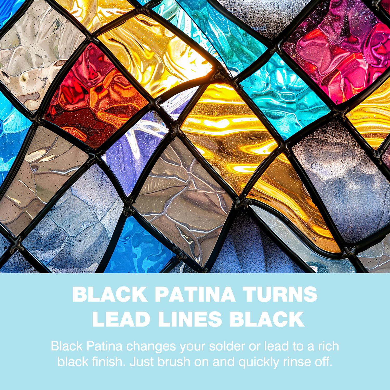 Patina for Stained Glass Solder, Black Patina for Stained Glass Solder, Stained Glass Solder - 4 oz Bottle