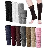 Shihanee 10 Pairs Winter Fleece Lined Leg Warmers for Women Warm Thicken Knit Cable Leg Warmers Skating Long Boot Socks for Indoor Outdoor