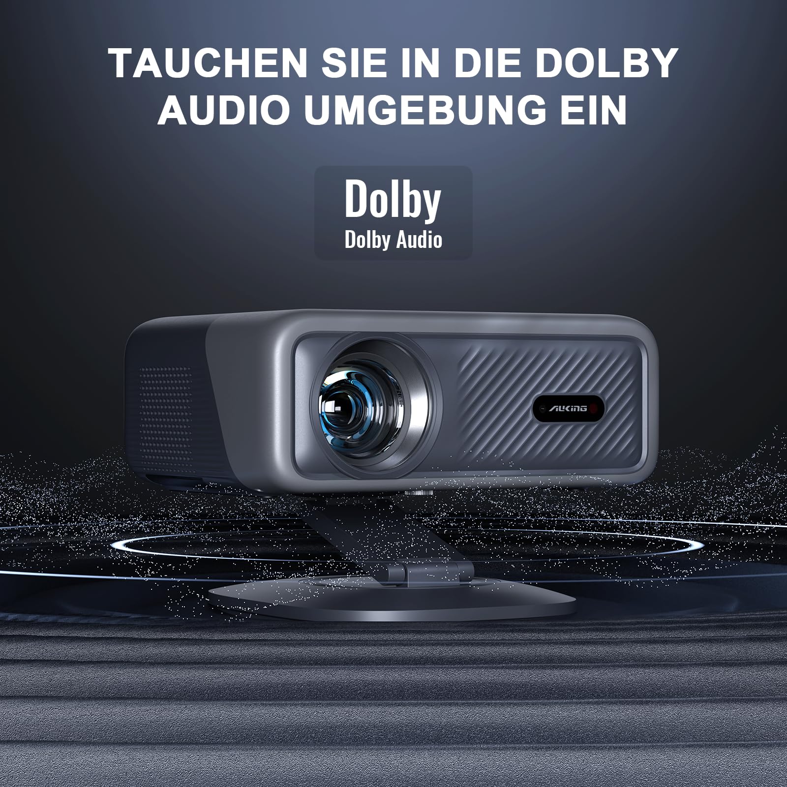 Smart Beamer 4K[Kompatibel mit Netflix] 3D Dolby Audio VISSPL 30000Lumen Autofokus/Auto Trapezkorrektur Projektor,WiFi6 Bluetooth Beamer 4K Heimkino,Outdoor Video Projektor Mit 360° Drehbarem Ständer 4
