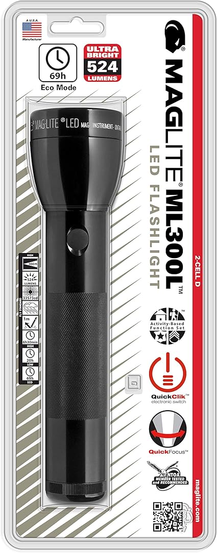 Maglite ML300L LED 2-Cell D Flashlight 
