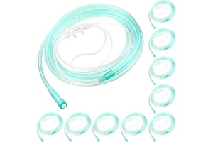 Anglechic 10 Pack 7Ft Adult Oxygen Nasal Cannula, Soft Oxygen Tubing for Adult, Cannula Nasal Tubing with Soft Curved Nose Piece, High Flow Lightweight Tube
